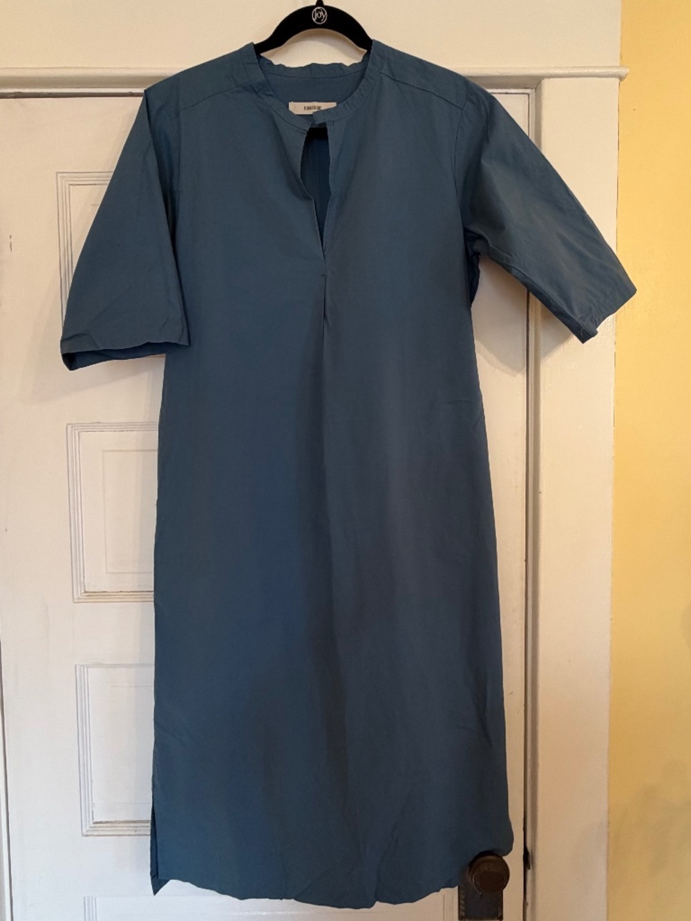 Humanoid Women's Italian Cotton Azure M Tunic Midi Dress Minimalist Quiet Luxury